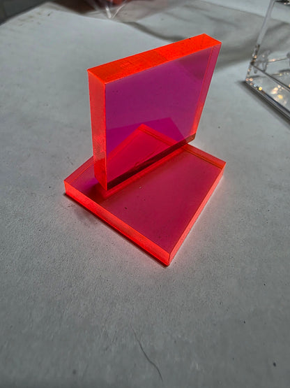 Square Acrylic Stands 1.2" 1/4" thick (Perky Box Size) Neon Orange