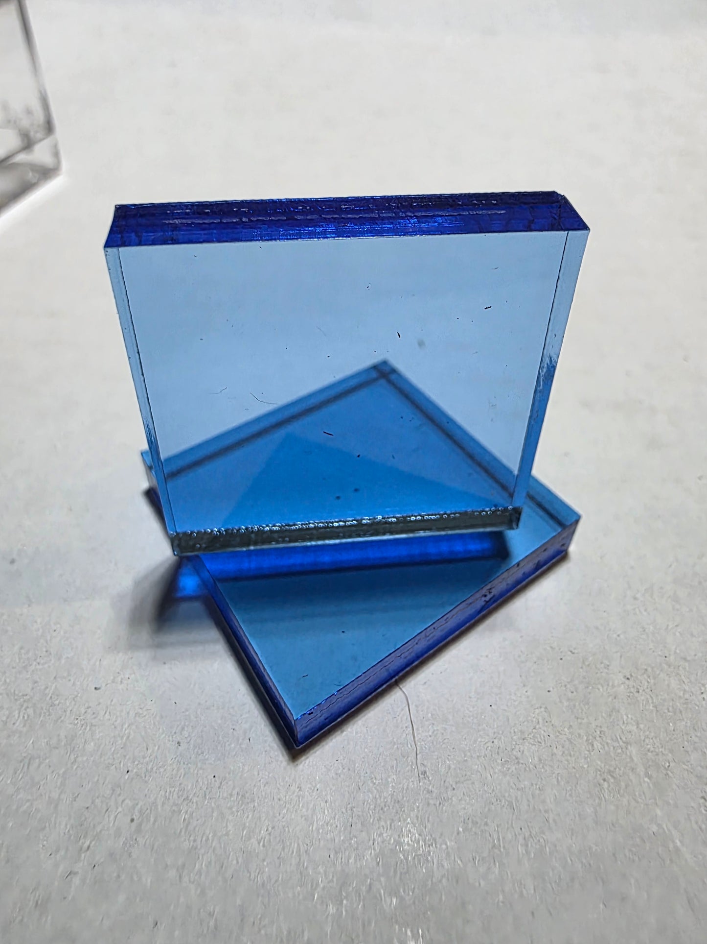 Square Acrylic Stands 1.2" 1/4" thick (Perky Box Size) Blue Glass