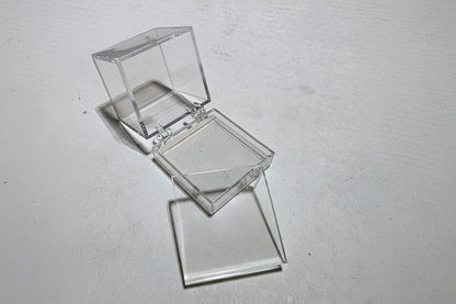 Clear acrylic perky boxes 1.25" with clear inserts